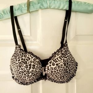 Leopard and lace plunge bra.